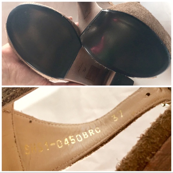 3.1 Phillip Lim X-cellent tan brown suede leather chunky block wood high heel - Picture 8 of 8